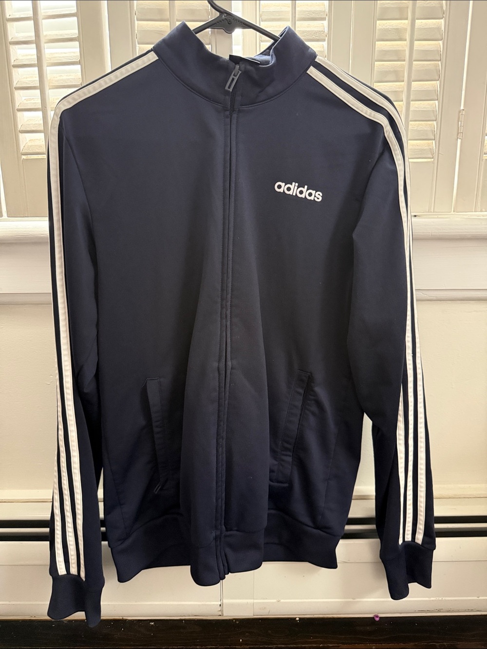 adidas Navy Track Jacket with White Stripes